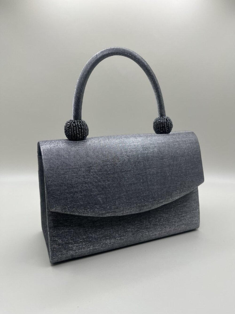VTG La Regale Gray Satin Evening Bag Formal Handbag Beaded Purse Cocktail Mini